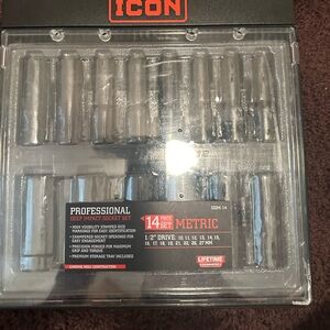 Icon 1/2 in. Drive Metric Professional Deep Impact Socket Set, 14 Pc.